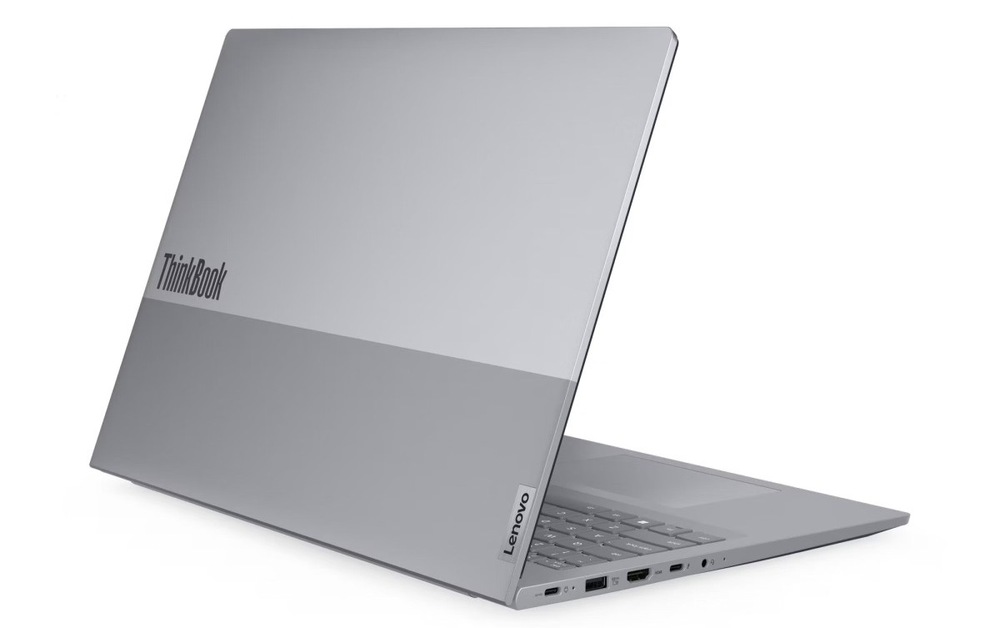 Notebook Lenovo ThinkBook 16 G9 AHP šedý Otevřený notebook Lenovo ThinkBook 16 G9 zezadu