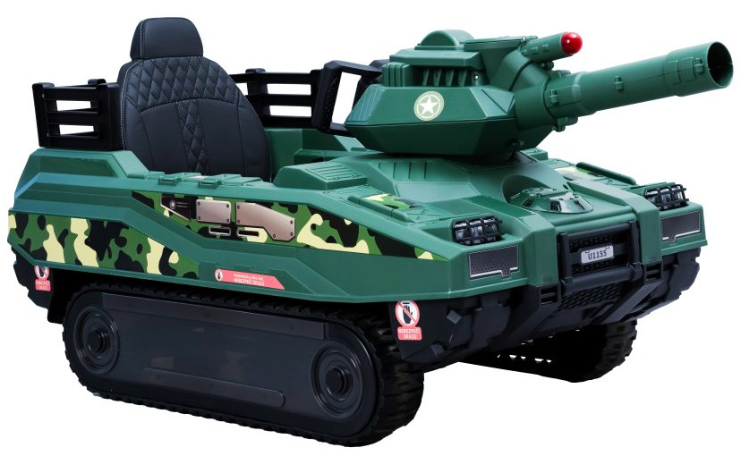 Boční pohled na elektrický tank BLUETOUCH s otočnou věží a sedadlem