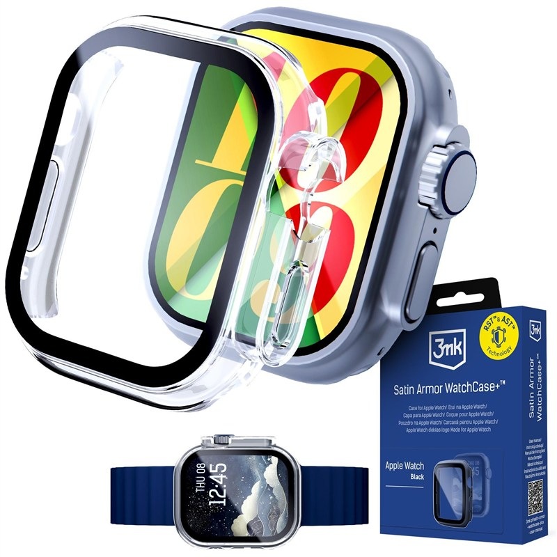 3mk Satin Armor WatchCase+ s tvrzeným sklem na Apple Watch 10/11 (42 mm), čirá