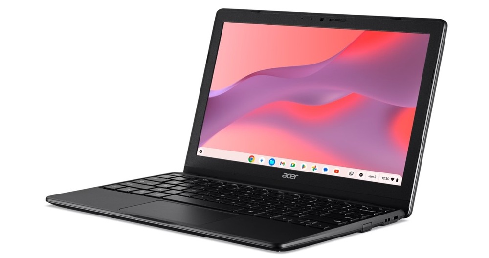 Otevřený a zapnutý notebook Acer Chromebook 311 (CBOA311-2H-8125) natočený doleva