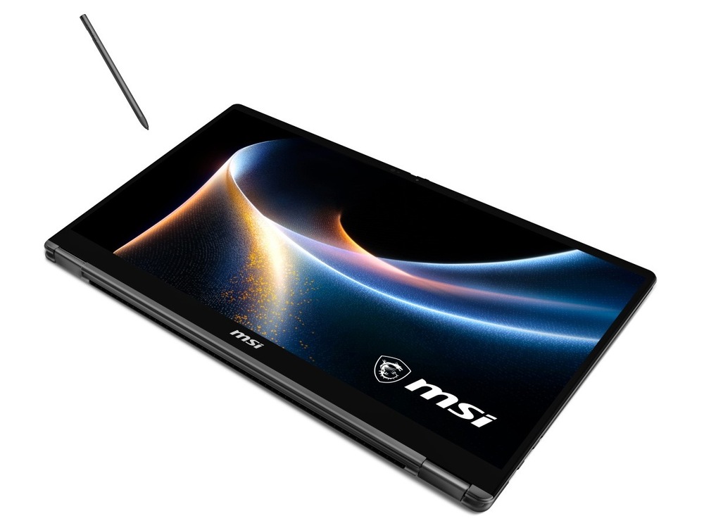 Notebook MSI Prestige 16 Flip AI+ C3MTG-262CZ černý Notebook MSI Prestige 16 Flip AI+ C3MTG-262CZ v poloze tabletu