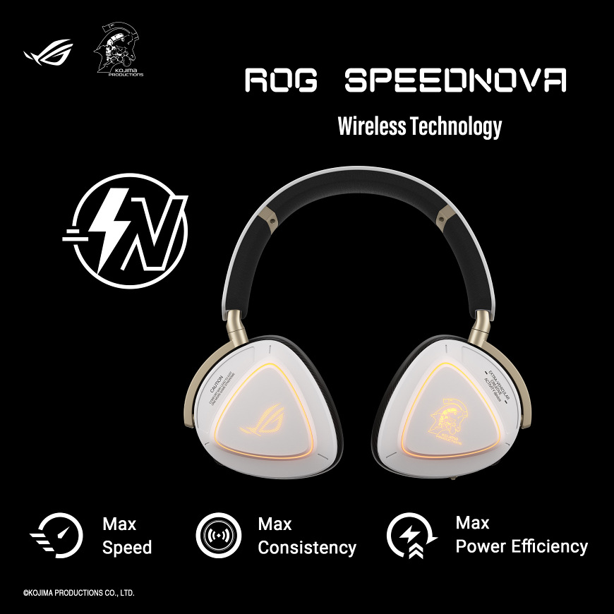 Headset Asus ROG Delta II-KJP bílý Herní headset Asus ROG Delta II-KJP zepředu se zvýrazněním bezdrátové technologie ROG SpeedNova