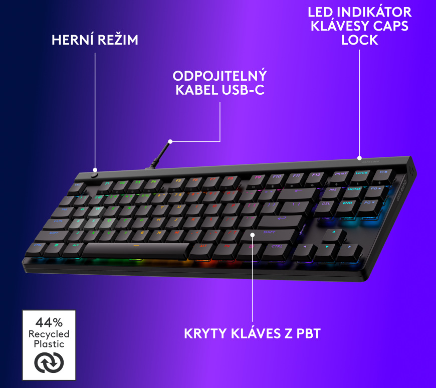 Klávesnice Logitech G515 Rapid TKL, CZ/SK černá barva