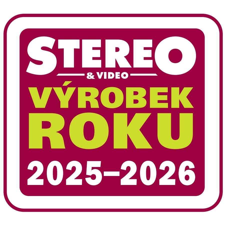 Logo ocenění Výrobek roku 2025-2026 časopisu StereoVideo, který získal QLED televizor JVC LT-55VDQ9535