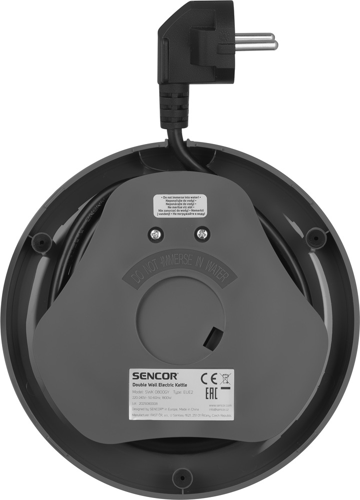 Rychlovarná konvice Sencor SWK 0800GY, 1,7 l nerez Šikovné schování kabelu
