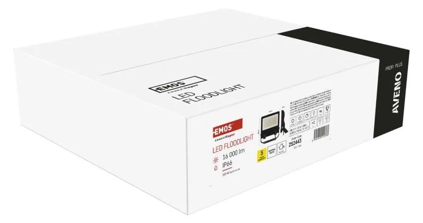 Reflektor EMOS AVENO, 100W, 16000lm, neutrální bílá černý LED REFLEKTOR AVENO 100W 16000LM IP66 NW
