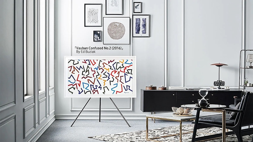 Výměnný rámeček Samsung pro Frame TV s úhlopříčkou 55" (2021), Zkosený design bílý Výměnný rámeček Samsung pro Frame TV s úhlopříčkou 55" (2021), Zkosený design bílý