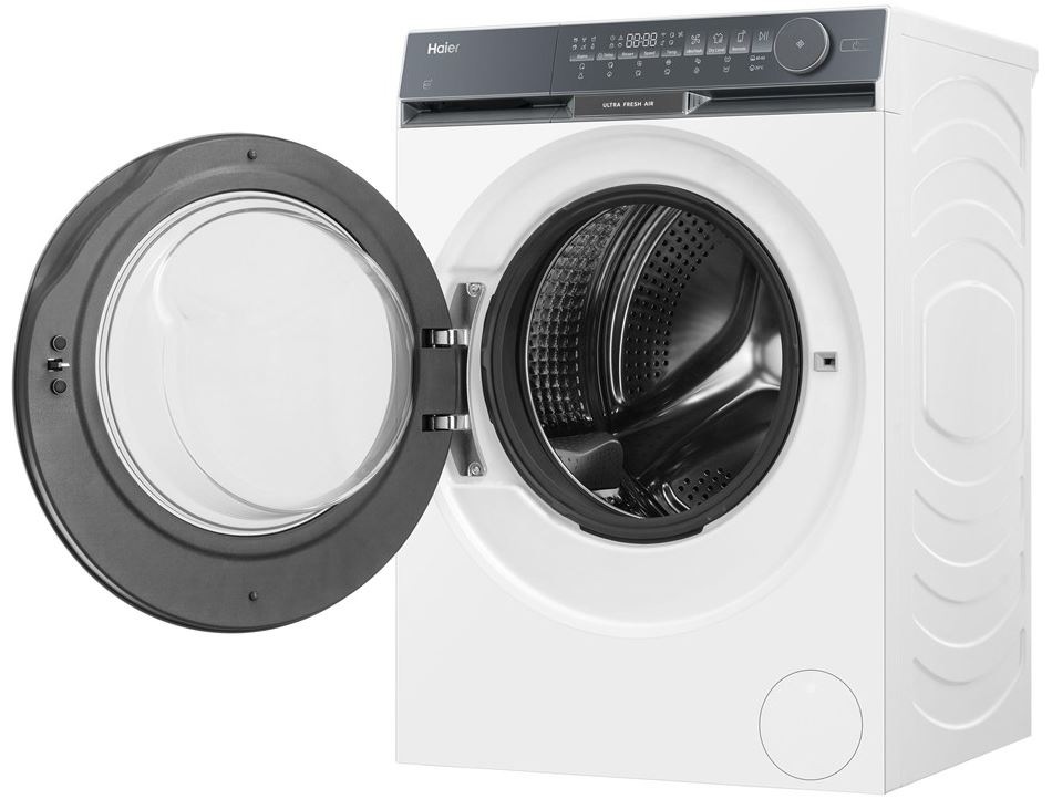 Pračka se sušičkou Haier HWD80-BP14387TUS bílá Pračka se sušičkou Haier HWD80-BP14387TUS otevřená dvířka
