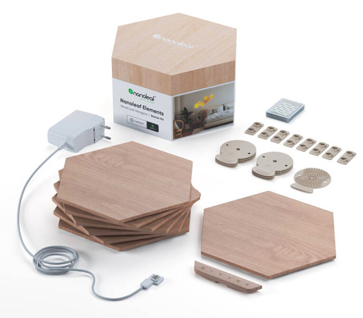 LED světlo Nanoleaf Elements Hexagons Starter Kit 7ks dřevo