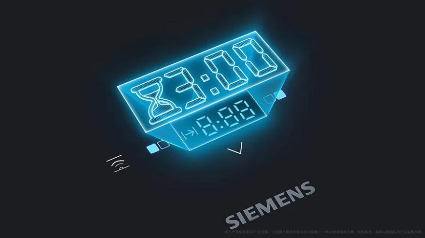 Modře zobrazený časovač na varné desce Siemens EH61ABFB5E