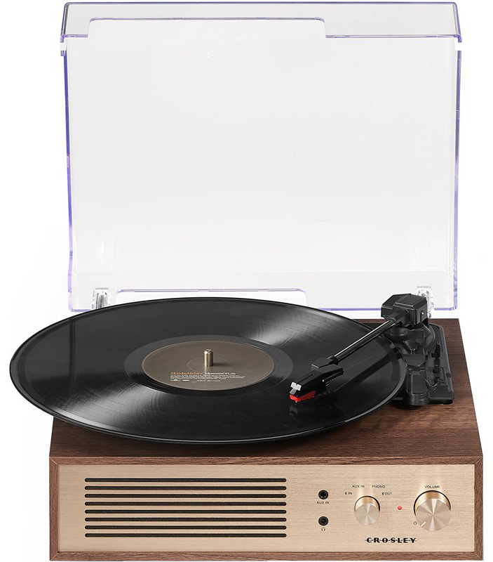 Gramofon Crosley Miles s vestavěnými reproduktory, hnědá barva