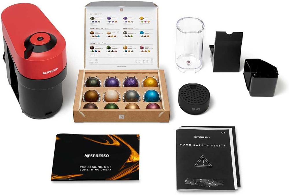Kapslový kávovar Krups Nespresso Vertuo Pop XN920510 červený