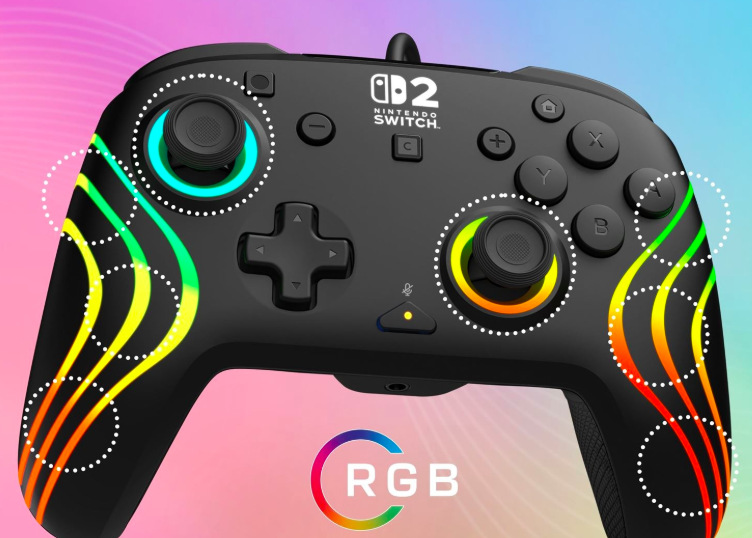 Osm RGB zón gamepadu Turtle Beach Afterglow Wave rozmístěných kolem páček a rukojetí