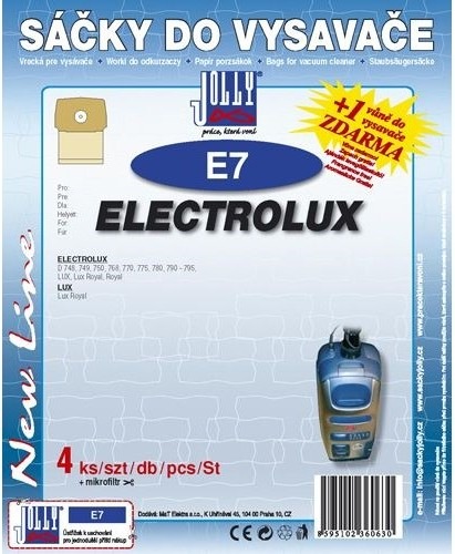 Sáčky do vysavače Jolly E 7 pro vysavače Electrolux řady D a Lux Royal