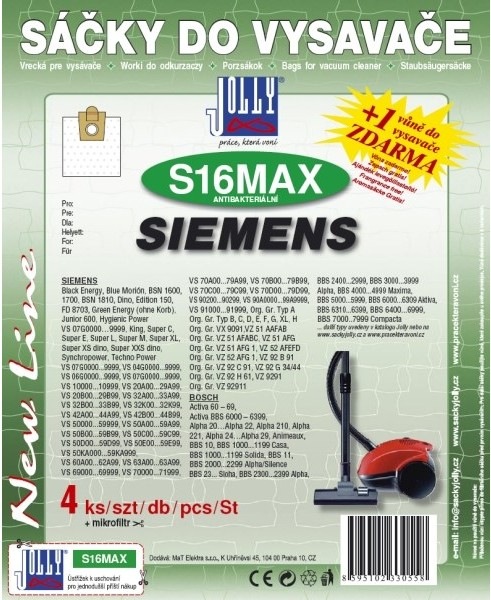 Sáčky do vysavače Jolly MAX S 16 v počtu 4 ks v balení