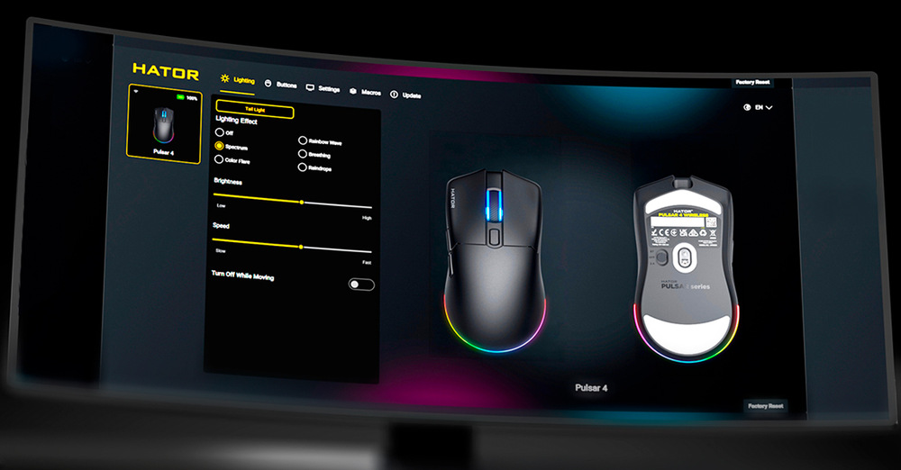 Myš HATOR Pulsar 4 černá Nastavení tlačítek myši HATOR Pulsar 4 Wireless v softwaru HATOR