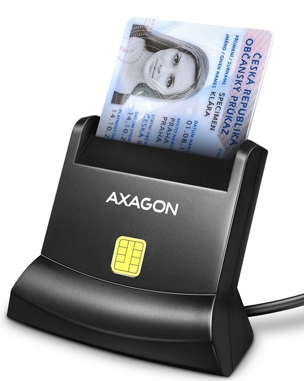 Čtečka eObčanek Axagon USB-A StandReader, 1,3m černá