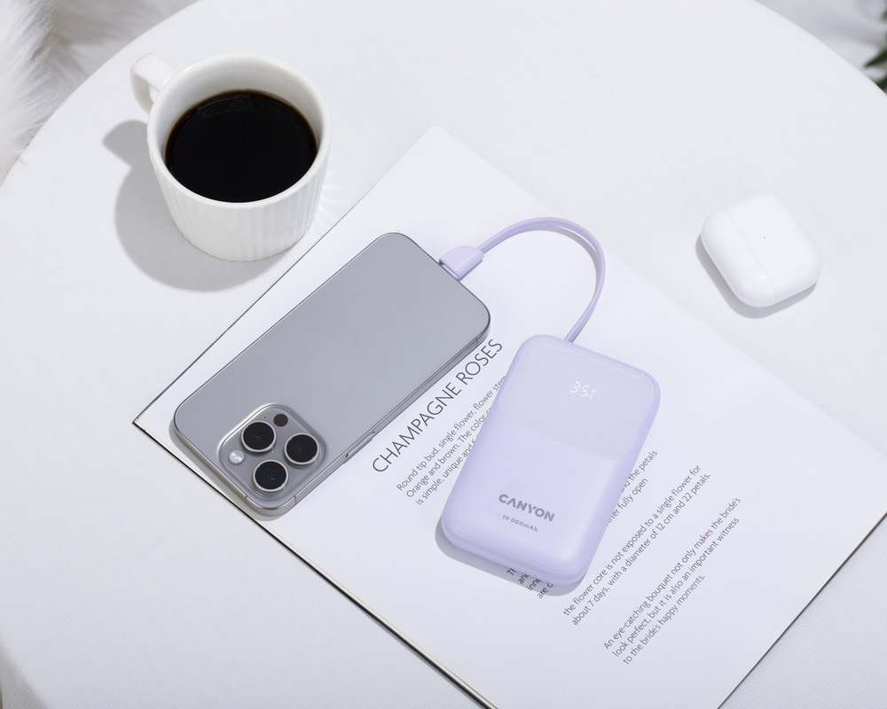 Powerbanka Canyon OnPower 101 PD22,5W 10 000 mAh fialová Powerbanka Canyon OnPower 101 PD22,5W 10 000 mAh fialová