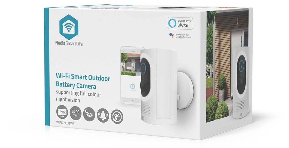 IP kamera Nedis SmartLife WIFICBO33WT bílá IP kamera Nedis SmartLife WIFICBO33WT komunikuje se systémy chytré domácnosti