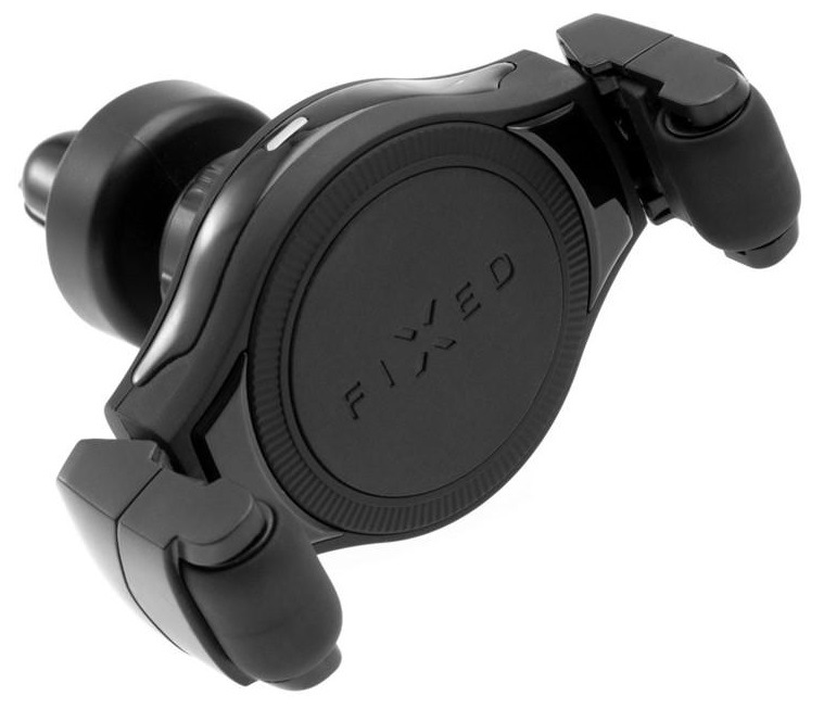 Držák na mobil FIXED Roll do mřížky ventilace, bezdrátové nabíjení černý