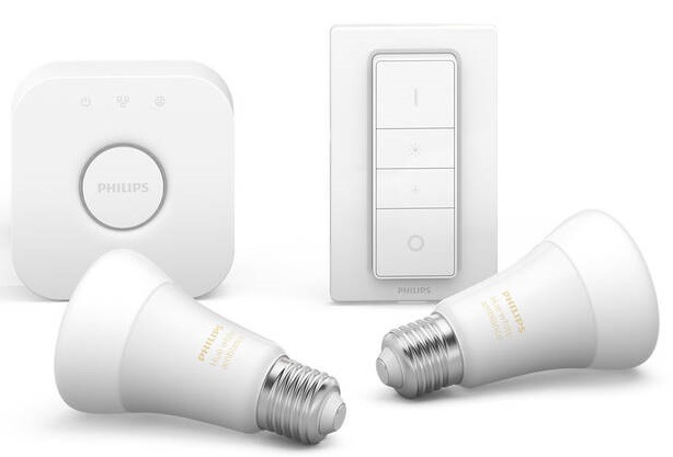 Startovací sada Philips Hue 9W, E27, White Ambiance (2ks) + bridge + Switch