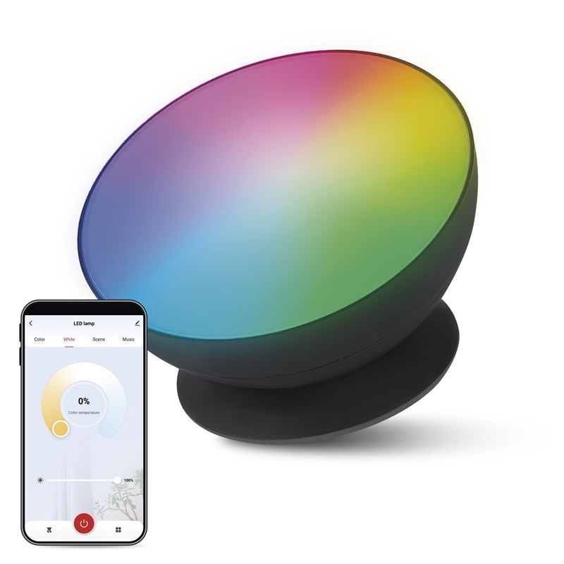 Stolní LED lampička EMOS GoSmart, 7 W, 330 lm, RGB černá