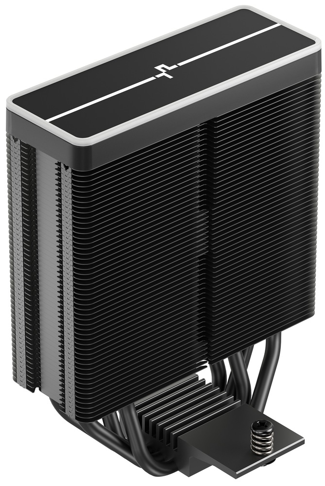 Chladič CPU DeepCool AG400 ARGB V2 černý Snímek černého radiátoru a jeho žebrování.