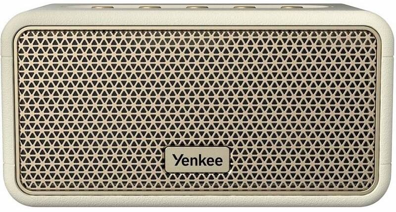 béžový Bluetooth reproduktor Yenkee s kovovou mřížkou zepředu
