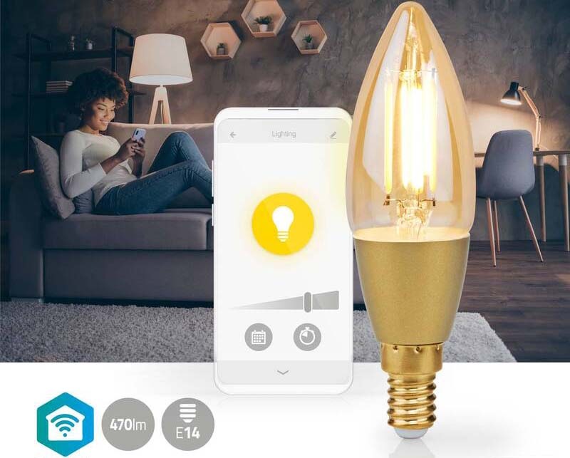 Chytrá žárovka Nedis SmartLife svíčka, Wi-Fi, E14, 470 lm, 4.9 W, Teplá Bílá Chytrá žárovka Nedis SmartLife svíčka, Wi-Fi, E14, 470 lm, 4.9 W, Teplá Bílá