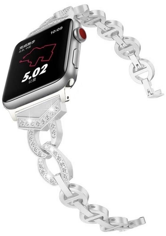 Řemínek WG crystal, kovový, na Apple Watch 42/44/45/49 mm stříbrný
