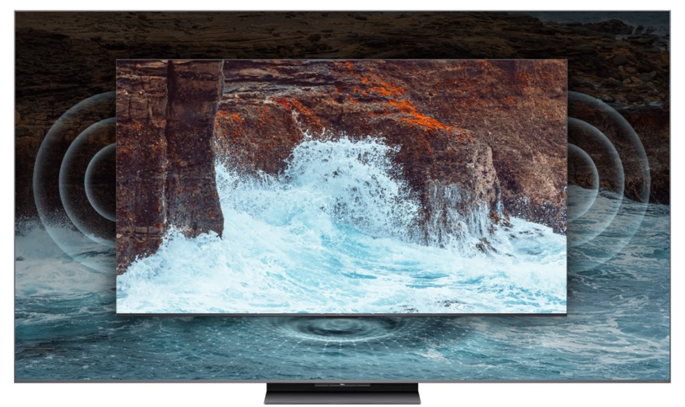 Televize a na ní skála a voda