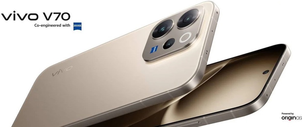Na obrázku krásně vyniká elegantní provedení telefonu Vivo V70 5G 8 GB/256 GB.