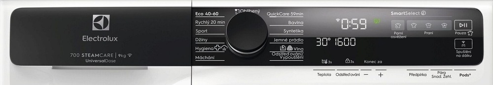 Pračka Electrolux UniversalDose SteamCare® 700 EW7F5692QC bílá Electrolux EW7F5692QC 700 ovládací panel