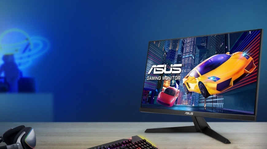 Pracovní stůl s elegantním monitorem Asus z řady Eye Care
