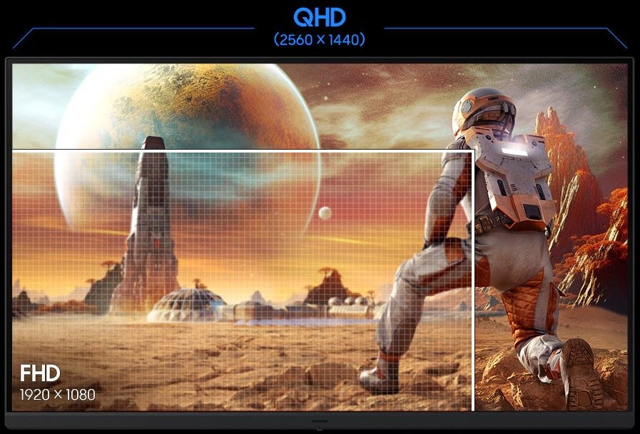 Herní monitor Samsung Odyssey G5 G53F černý Detail monitoru Samsung Odyssey v QHD rozlišení