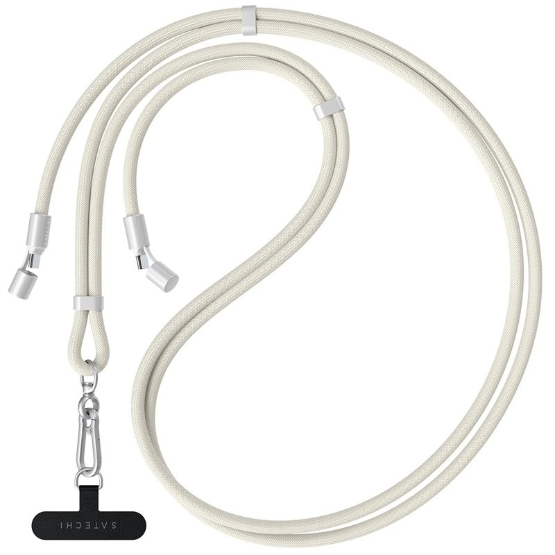 Popruh na krk Satechi s integrovaným USB-C kabelem, béžová barva