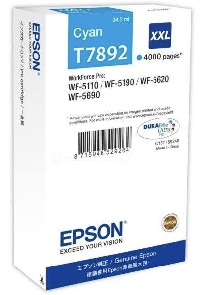 Inkoustová náplň Epson T7892 XXL, 4000 stran azurová