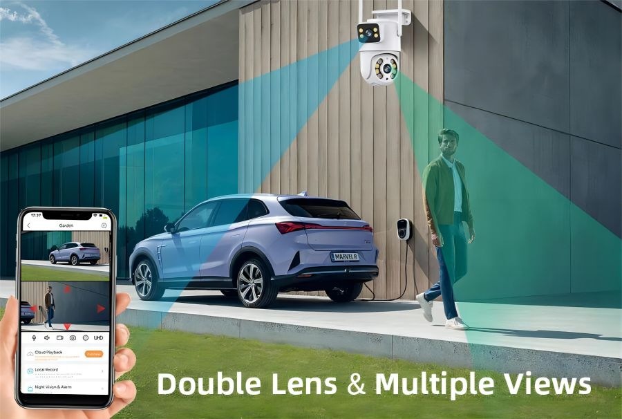 IP kamera IMMAX NEO LITE SMART Security DOUBLE , 355° 90°, Wi-Fi, Tuya bílá