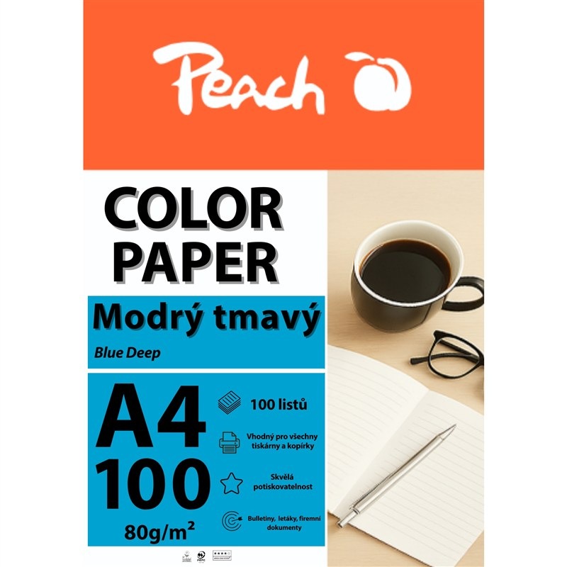 Papíry do tiskárny Peach Color A4 - 100 listů tmavě modré