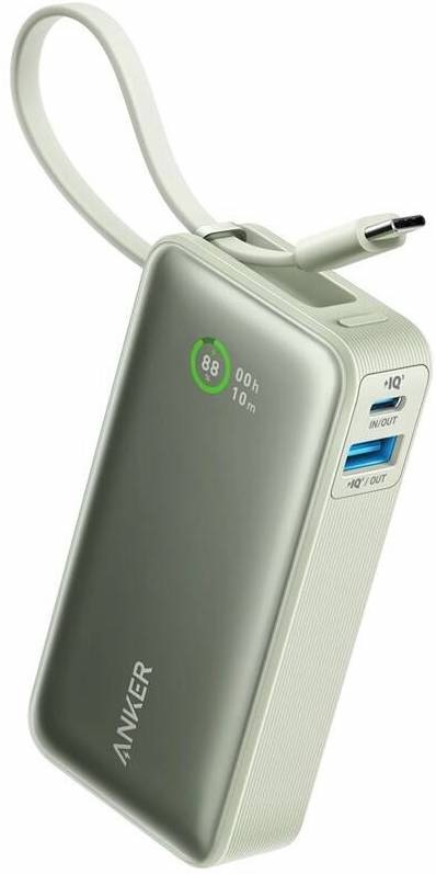 powerbanka Anker 545 Nano s integrovaným USB-C kabelem, displejem a porty USB-C a USB-A