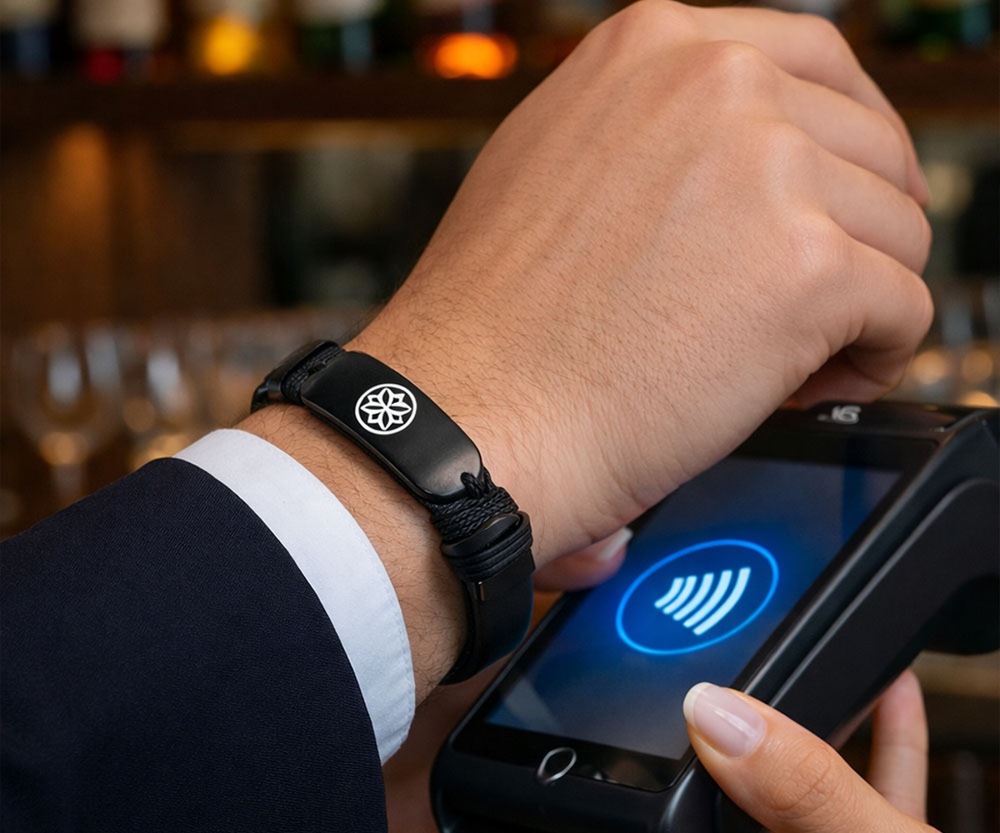 Platební náramek Carneo pro bezkontaktní platby jedním přiložením díky NFC technologii