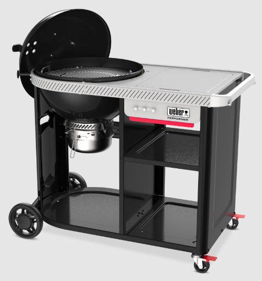 Otevřený gril Weber Performer Premium 57 cm s bočním stolkem a úložnými policemi