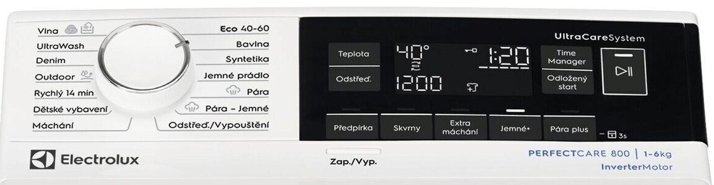 Pračka Electrolux UltraCare 800 EW8TA3562C bílá Ovládací panel pračky Electrolux EW8TA3562C řady 800 UltraCare