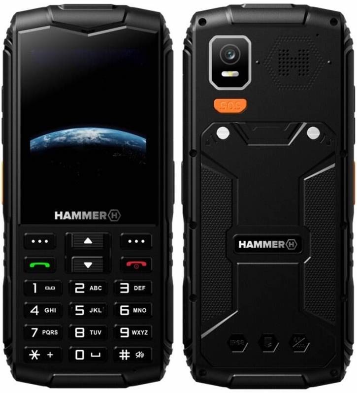 myPhone HAMMER Horizon LTE černý odolný tlačítkový telefon s 2,8" displejem a fyzickou klávesnicí, pohled zepředu