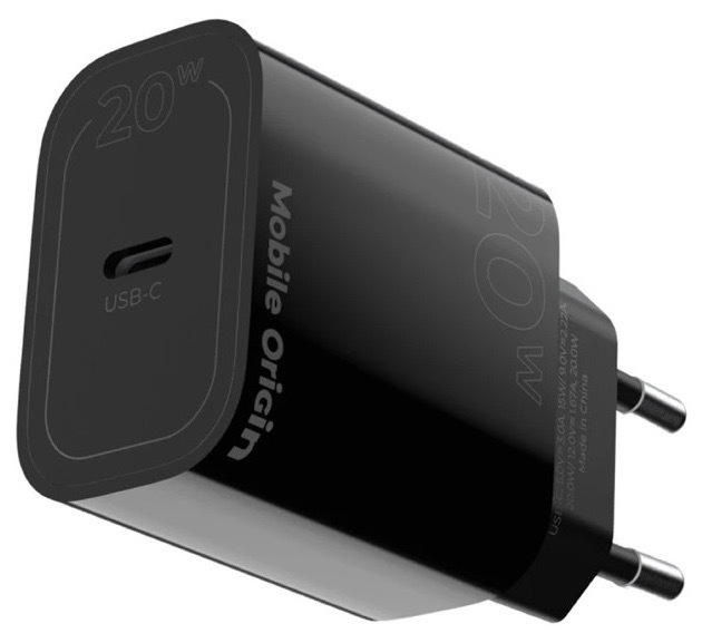 Síťová nabíječka Mobile Origin s výkonem až 20 W, černá barva