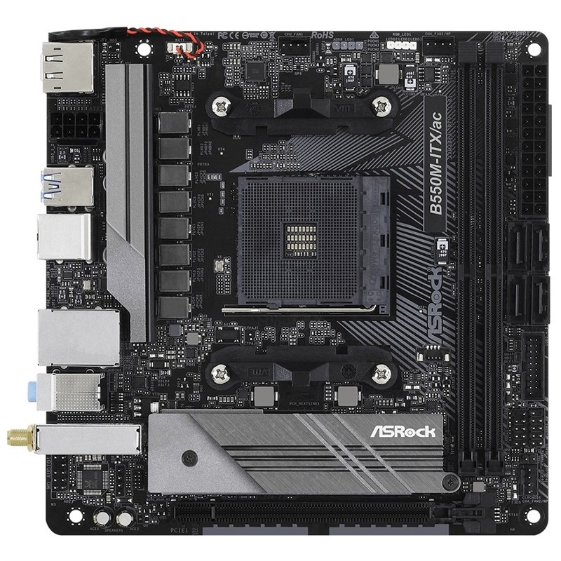 Základní deska ASRock B550M-ITX/AC Základní deska ASRock B550M-ITX/AC v černé barvě.