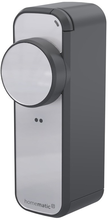 Chytrý pohon dveřního zámku Homematic IP PRO v antracitové barvě.