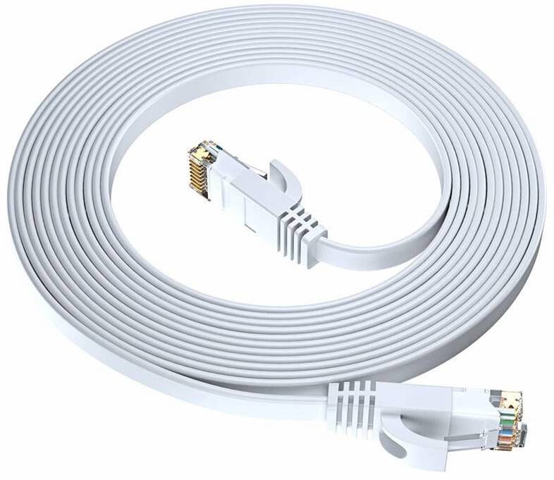 Kabel GoGEN síťový (RJ45), plochý, CAT6, 12m bílý