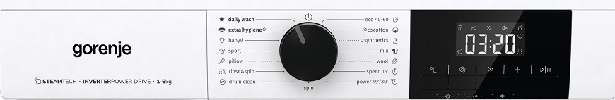 Pračka Gorenje W1NGPI61SBS bílá Úzká pračka Gorenje W1NGPI61SBS, bílá, ovládací panel