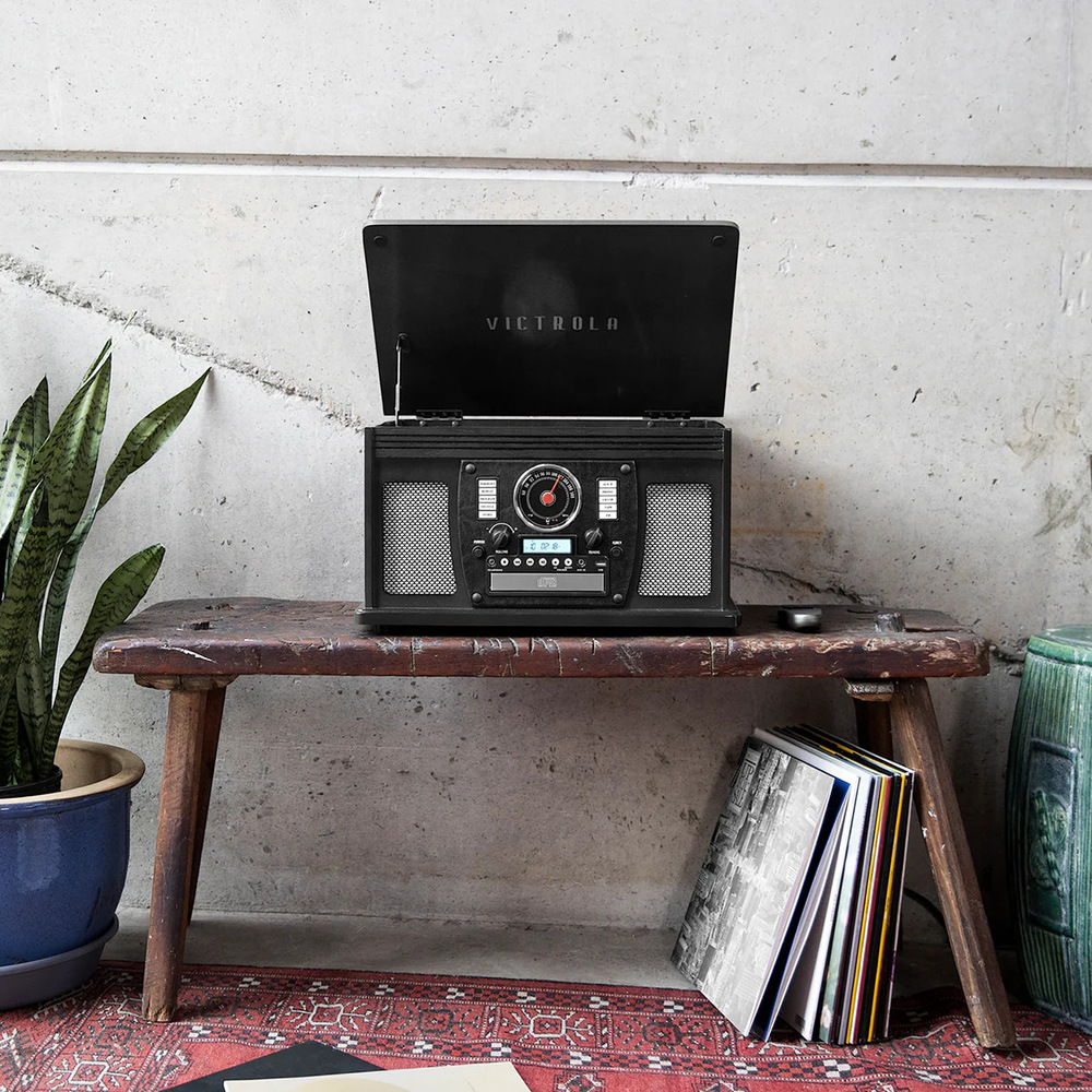 Victrola VTA-600B WH 8-in-1 Bluetooth Record Player Multimedia Center Stereo 06 Or